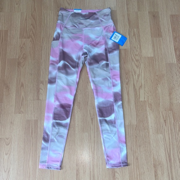 Columbia Boundless Trek Performance Full Length Pink Marbled Leggings Size Small - Picture 4 of 10